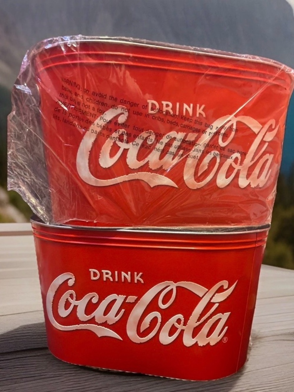 Set of 2 Coca-Cola Red Metal Oval Tubs /Party Ice Buckets Coca-cola collectible